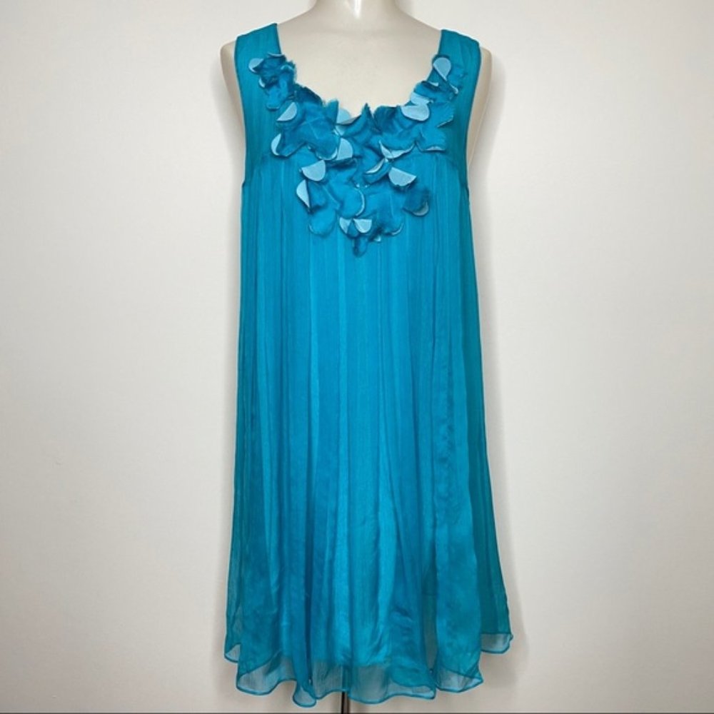 Bow & Arrow 100% Silk Sheath Turquoise Dress